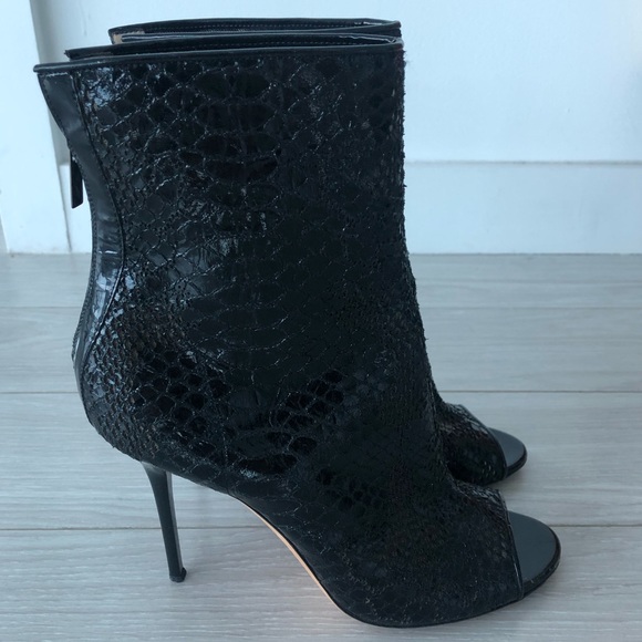 Jimmy Choo Shoes - Jimmy Choo Black Snakeskin peeptoe bootie Sz  40